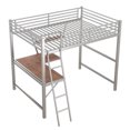 thumbnail image 6 of Harper & Bright Designs Metal Full Size Loft Bed with Desk for Kids Teens, Hight Full Loft Bed Frame with Small Shelf, Silver, 6 of 8