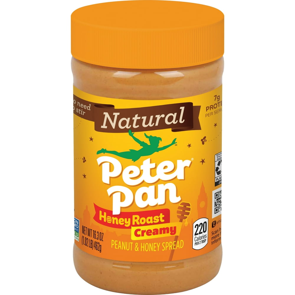 Peter Pan Natural Peanut Butter, Honey Roast Peanut Butter, 16.3 Oz