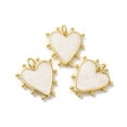 thumbnail image 2 of 2pcs Rack Plating Brass Enamel Pendants with Jump Ring Lead Free & Cadmium Free Heart Charm Real 18K golden Plated White 19x18x3mm Hole: 3.5mm, 2 of 3