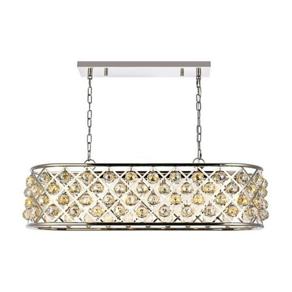 1216 Madison Collection Pendant Lamp L:40in W:13in H:15in Lt:6 Polished Nickel Finish Royal Cut Golden Teak (Smoky)