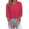 thumbnail image 1 of Asyoly Womens Tops Casual Solid Color V Neck Elegant Shirts Long Sleeve Button Down Work Blouses for Women, 1 of 3