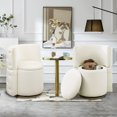 thumbnail image 4 of 360° Swivel Accent Chairs with Ottoman, Modern Comfy Fabric Barrel Living Room Chair, Leisure Bedroom Armchair with Footstool, Beige Single, 4 of 9