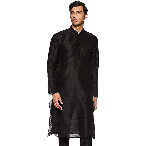 Royal Kurta Men's Art Silk Straight Kurta (38, Black)