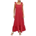 thumbnail image 3 of Crunowin Backless Cami Dresses for Women, Casual Lounge Dress Sleeveless House Dress Long Sundress with Back Tie Red M, 3 of 8