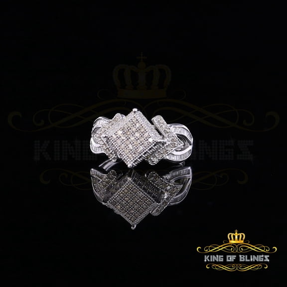 King Of Bling's 0.50ct Real Diamond Womens Sterling Silver White Ring Size 7 Square shape