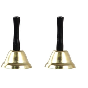 BERTDOMD 2pcs Extra Loud Hand Call Bell Wooden Handle Metal Handheld Bell Ringing Bell