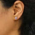 thumbnail image 3 of BERRICLE Sterling Silver Halo Pear Cut Cubic Zirconia CZ Fashion Stud Earrings for Women, Rhodium Plated, Purple, 3 of 7