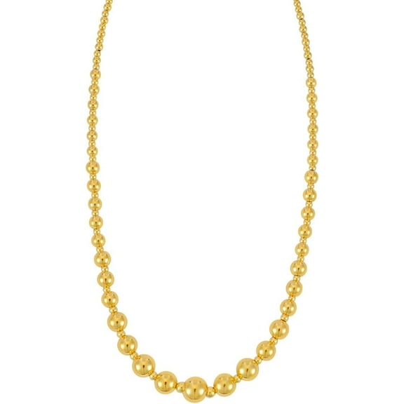 Floreo 14k Yellow Gold Graduated Shiny High Polish Bead Chain Necklace 16" - 17" - 18 Inch