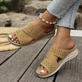 thumbnail image 5 of Dakaela Orthopedic Wedge Sandals for Women 2026 Comfortable Hollow out Bohemian Platform Summer Beach Slip on Slides with Arch Support Brown 6, 5 of 8