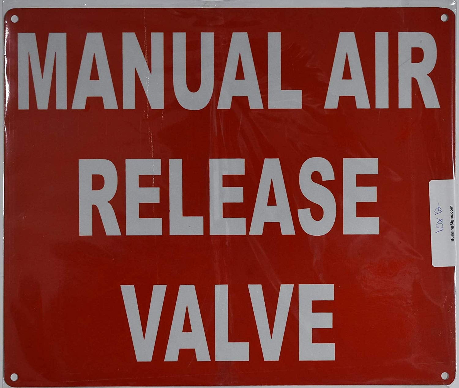 Manual AIR Release Valve Sign (Red, Reflective, Aluminium 10x12