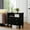 Black, variant on White Bedroom Nightstand With Charging And Drawer Space Options: 2 Drawers, Open Space, Solid Wood Legs, End Table Fluted Pilasters Design Ports Wood, Bedroom,