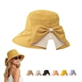 thumbnail image 3 of Women's Bowknot Wide Brim Sun Hat – Foldable,360° Protection UV Protection Breathable Summer Travel Beach Hat, 3 of 3