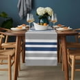 thumbnail image 2 of Navy Blue Grey Stripes Table Runner - 60 Inch Long, Kitchen Dining Table Runner Dresser Scarves, Simple Striped Lines Minimalist Farmhouse Decor for Coffee Tables Wedding Party Banquet, 2 of 8