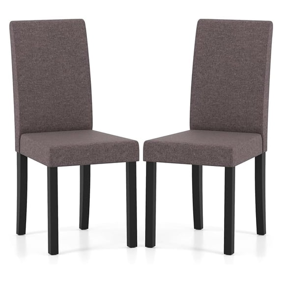 Upholstered Dining Chair Set of 2, -Century Modern Kitchen Chairs with Solid Rubber Wood Legs, High Backrest, Armless Side Chairs for Living Room, Dining Room (Brown)