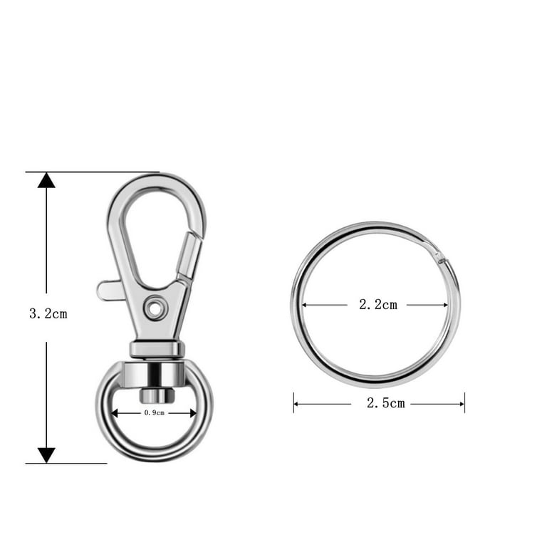 BronaGrand 60 Pieces Metal Swivel Lanyard Snap Hook with Key Rings