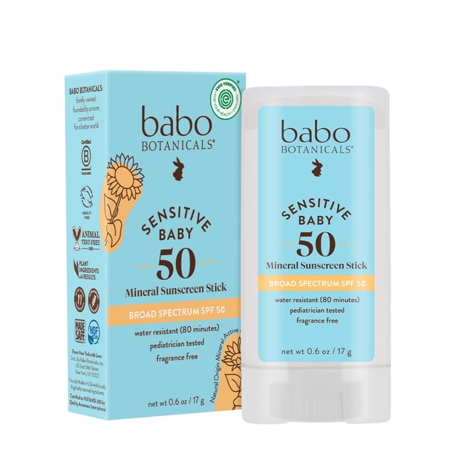 Protector solar en barra Babo Botanicals Sensitive Baby SPF 50