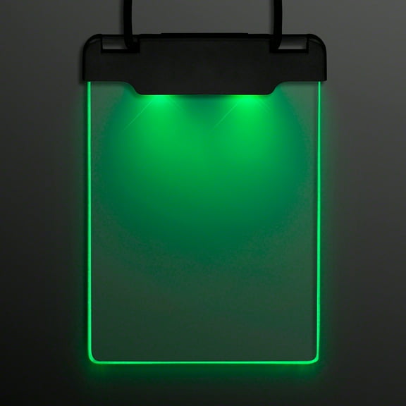 Green Space Glow Light Up Badge Necklace