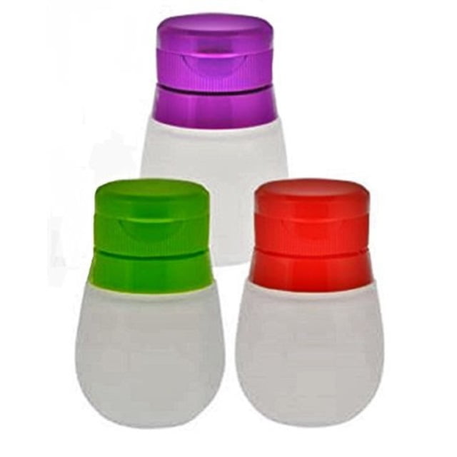 small travel food dressing storage silicone bottle containers, 3ct set