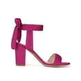 thumbnail image 3 of BLISSFUL STEP Women's Sandals Ankle Tie Back Open Toe Block Heels Hot Pink 11, 3 of 7