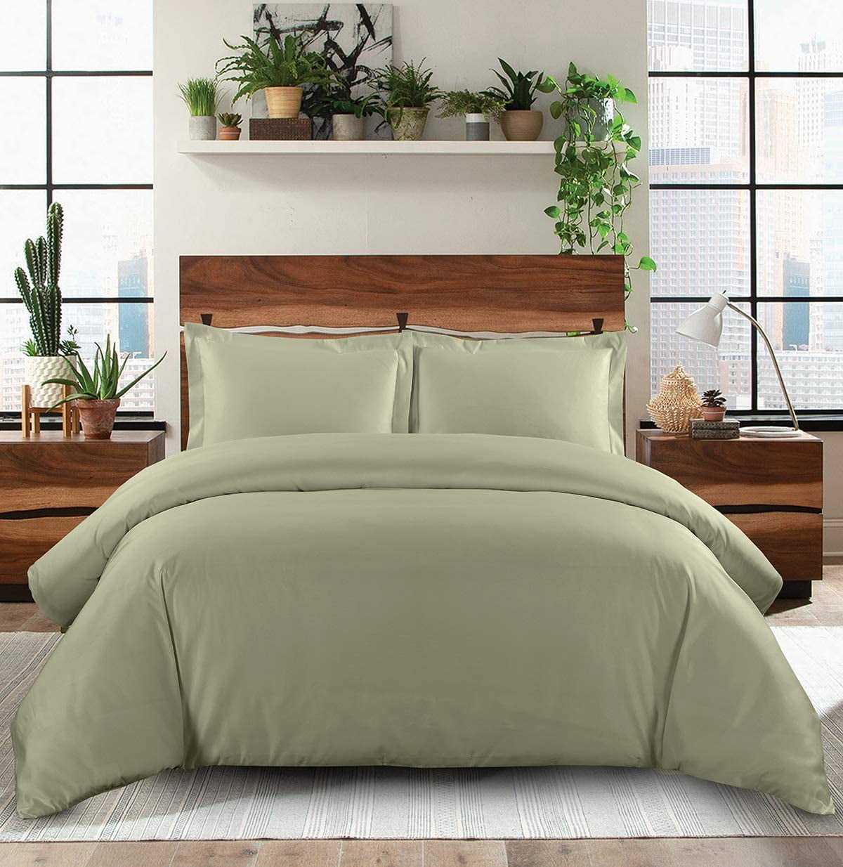 Luxury Bedding Collection 1000TC Egyptian Cotton US Sizes Sage Solid 