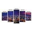 thumbnail image 2 of Cityscape 5 Panels Acrylic Glass Wall Art, Bangkok City Scenery Night Aerial Shot Panorama Busy Urban Roads Buildings, Accent for Living Room, Bedroom, Dorm, 60" x 30", Indigo Dried Rose, by Ambesonne, 2 of 5