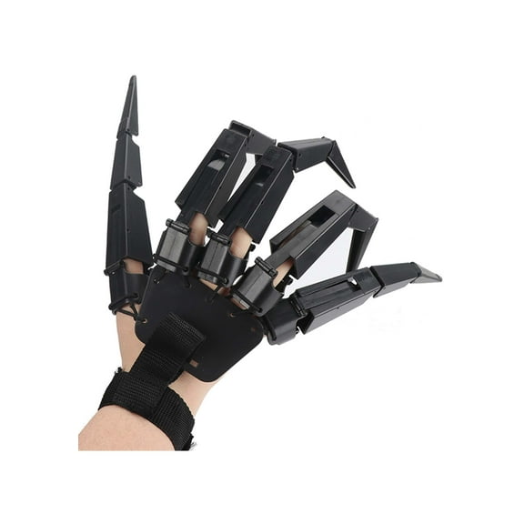 Adult's Black Articulating Finger Gloves Pair Costume Accessory