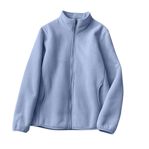 Gytharion Women’s Plus Size Fleece Jackets Full Zip Long Sleeve Stand Collar Coats Solid Color Warm Winter Jackets with Pockets
