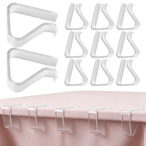 YLOHUIL Transparent Tablecloth Clips, Windproof Table Cover Holders for Picnic and Camping, Reusable Table Skirt Clamps Fit 1.4-2.2 Inch Table Edges, 12 Pack