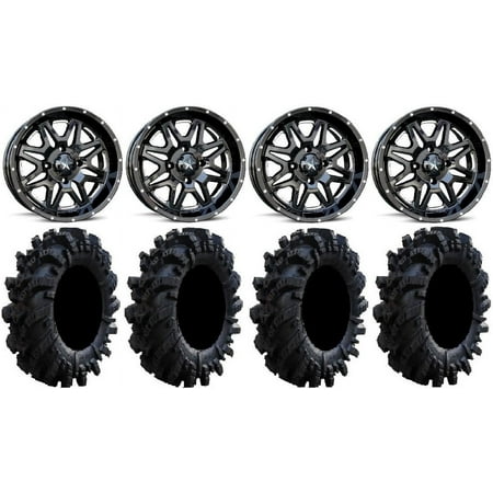 MSA Black Vibe 14 UTV Wheels 26.5 Intimidator Tires Kawasaki Mule Pro FXT MSA Black Vibe 14 UTV Wheels 26.5 Intimidator Tires Kawasaki Mule Pro FXT