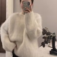 thumbnail image 2 of Suéter de terciopelo de visón sintético grueso para otoño e invierno, suéter holgado de estilo perezoso para mujer, 2 of 5