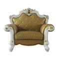 thumbnail image 2 of Leatherette Chair with Diamond Stitching and Carvings White and Beige, 2 of 4