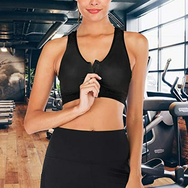 High Impact Strappy Back Sports Bra - Front Zipper Closure for Supportive  Workout Top (2 Pieces) 