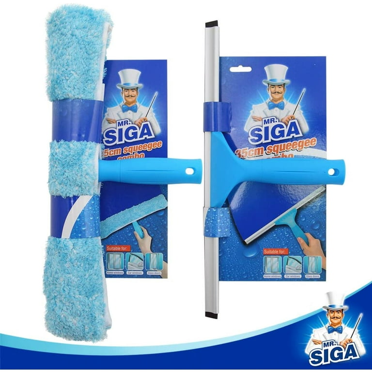 MR.Siga Professional Window Cleaning Combo - Squeegee & Microfiber Window  Scrubber, 14