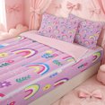 thumbnail image 3 of Erosebridal Cartoon Rainbow Zipper Full Size Comforter Sets with Fitted Sheet and 2 Pillowcases for Girls, Doodle Botanical Flower Zipper Bedding Set, Pink Reversible, 4 Pieces, 3 of 7