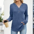 thumbnail image 6 of ABATAB Ribbed Knitted Hoodie for Women Soft Long Sleeve Button Sweatshirts with Hood Lightweight Drawstring Pullover Tops(XX-Large,Navy), 6 of 6