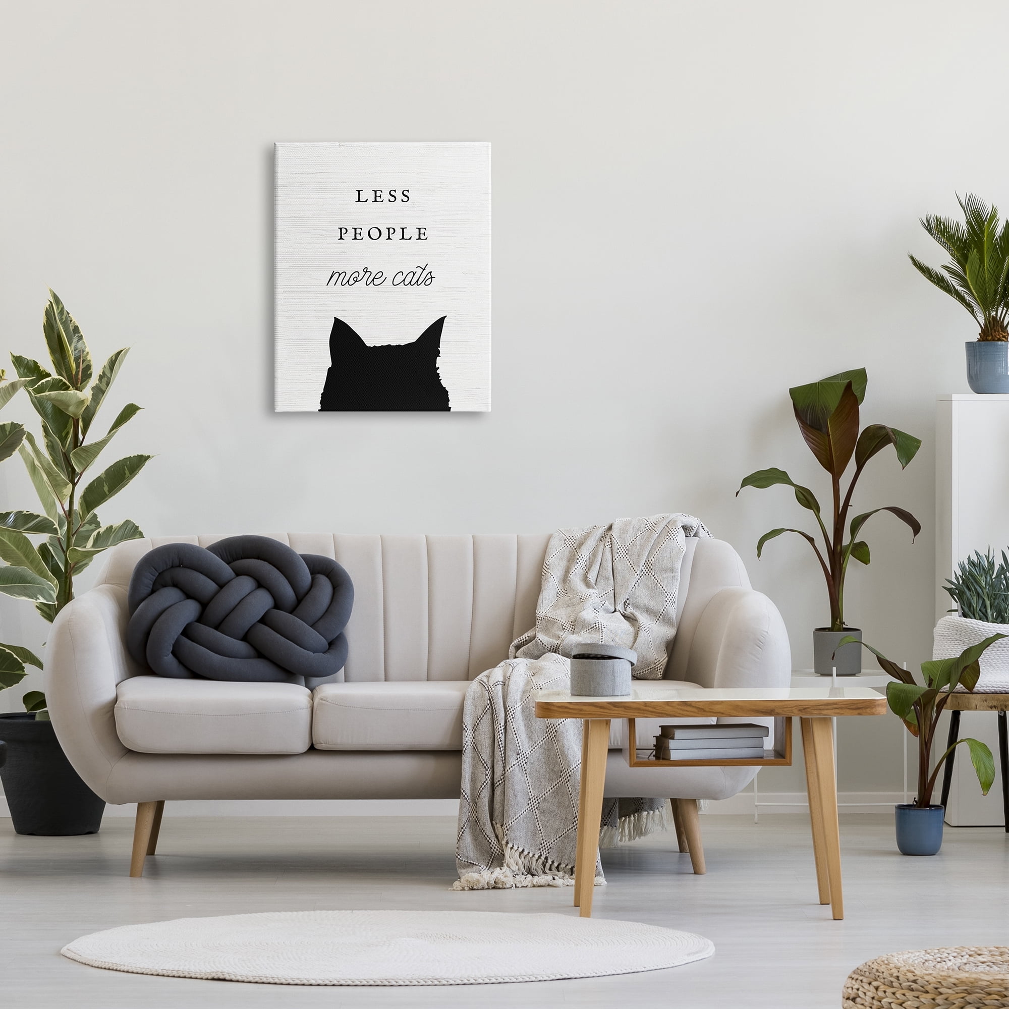 Stupell Industries Less People More Cats Inspirational Painting Gallery Wrapped Canvas Art Print Wall Art, 24 x 30