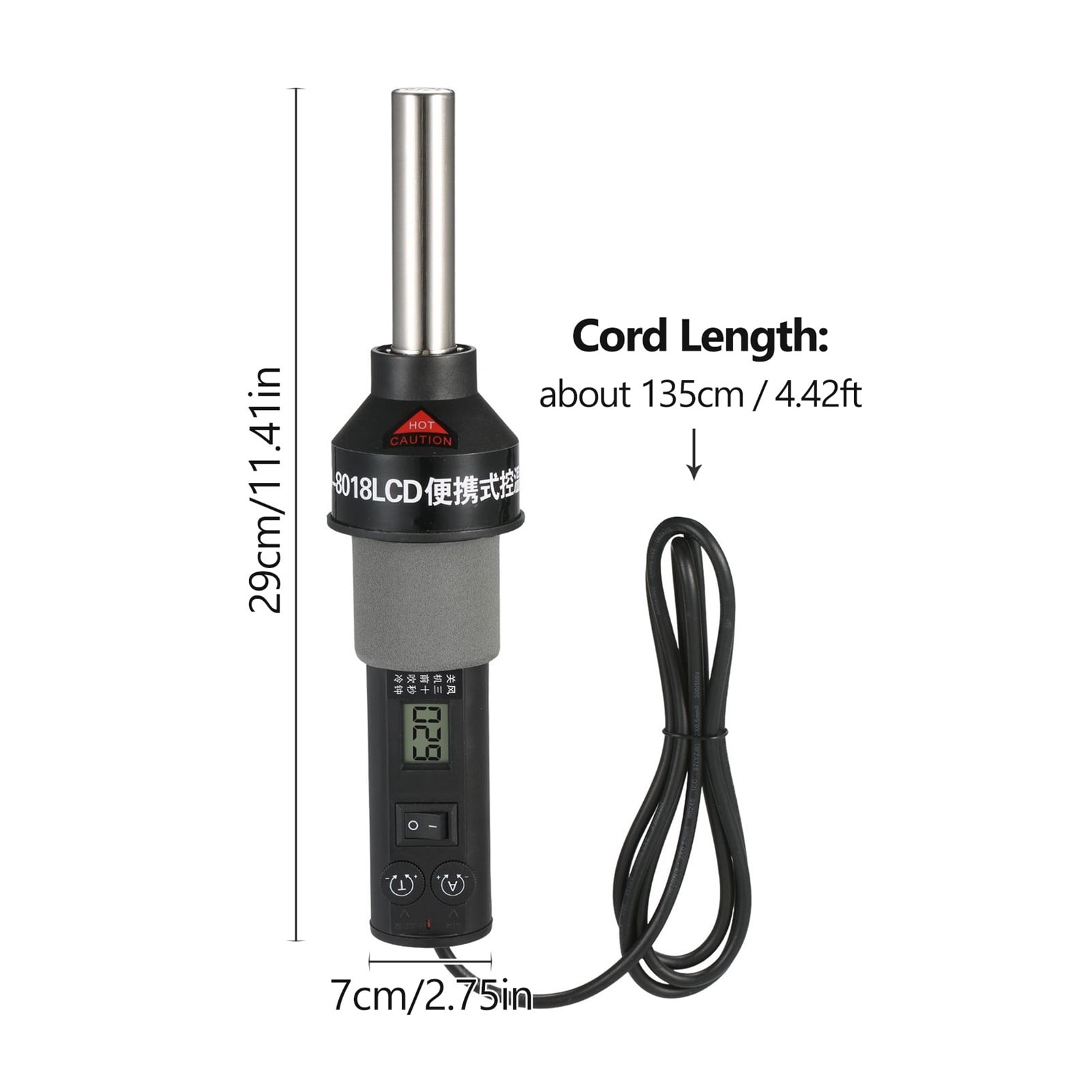 450W Hot  Air Gun Portable Temperature-Controlled 450  Soldering Heat Gun Rework Station SMD with Nozzles for Electronic Wiring ,Variable Temperature