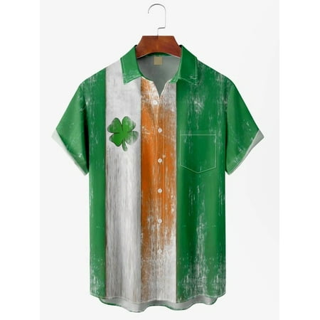 

Men s Hawaiian Shirts St Patricks Day Green Printed Regular Fit Casual Short Sleeve Print Button Down Hawaiian Shirt Hawaiian Beach Shirt Gift for Men