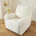 thumbnail image 4 of 4 Pieces Geometric Jacquard Plush Recliner Slipcovers, Soft Fuzzy Fluffy Sofa Couch Cover, Anti-Slip Furniture Protector with Elastic Bottom for Kids Cats Dogs(Cream,1 Seat), 4 of 6