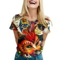 thumbnail image 1 of PMUYBHF T-Shirt à Manches Courtes Imprimé pour Femmes Printemps Été Vacances Col Rond 826 S, 1 of 5