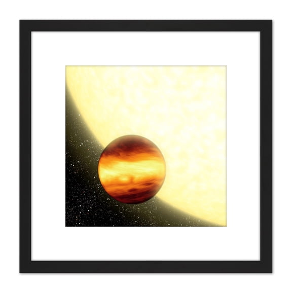 Space NASA Weather Distant Planet Star Illustration 8X8 Inch Square Wooden Framed Wall Art Print Picture with Mount
