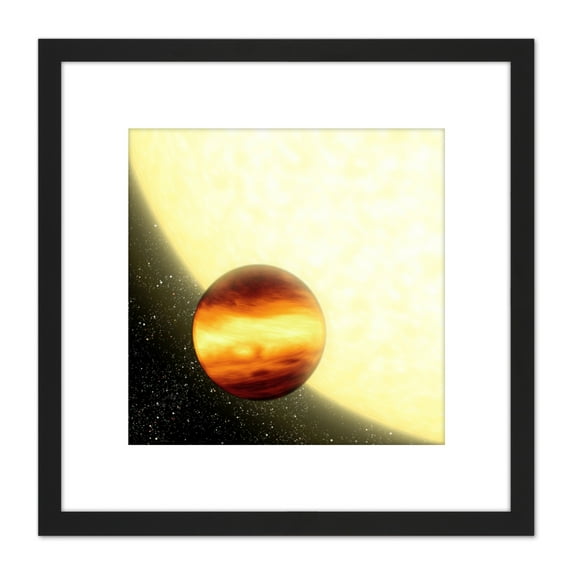 Space NASA Weather Distant Planet Star Illustration 8X8 Inch Square Wooden Framed Wall Art Print Picture with Mount