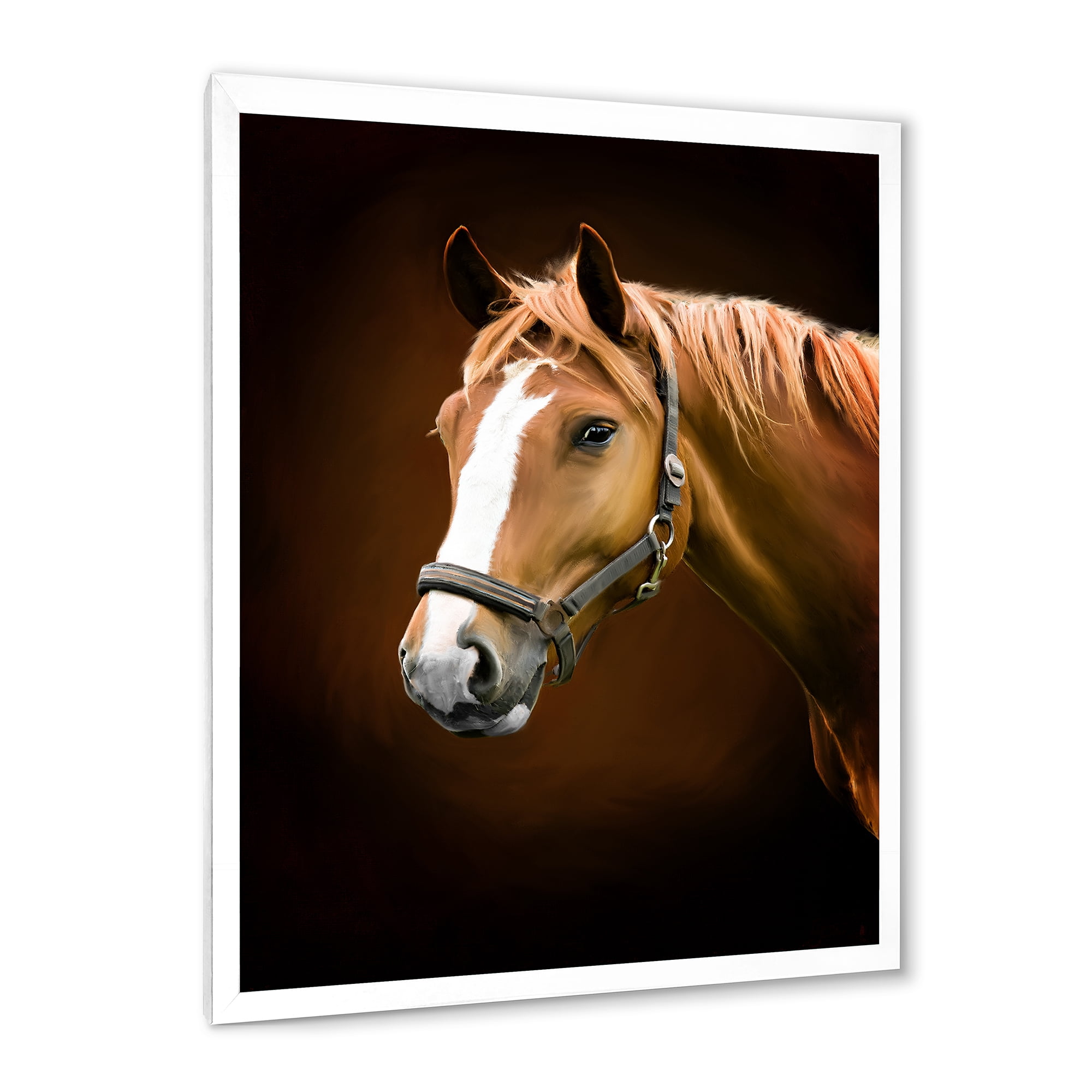 Designart 'Brown Horse With White Nose Portrait' Farmhouse Framed Art Print