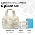 thumbnail image 2 of Fit + Fresh Remi Women's Lunch Bag, Self Insulating Neoprene Material Lunch Box With Containers & Ice Pack, Tan Toile, 2 of 7