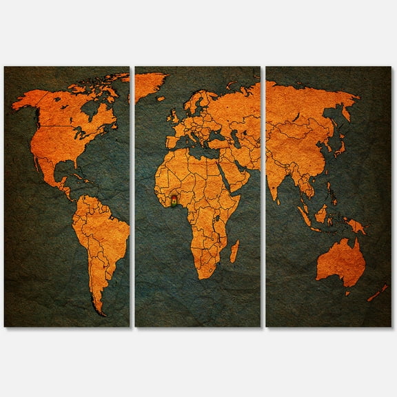 Designart ' Ancient World Map of Africa ' Vintage Canvas Wall Art Print