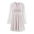 thumbnail image 1 of 2024 Spring Temperament Hollow Jacquard White Dress Lantern Sleeve, 1 of 5