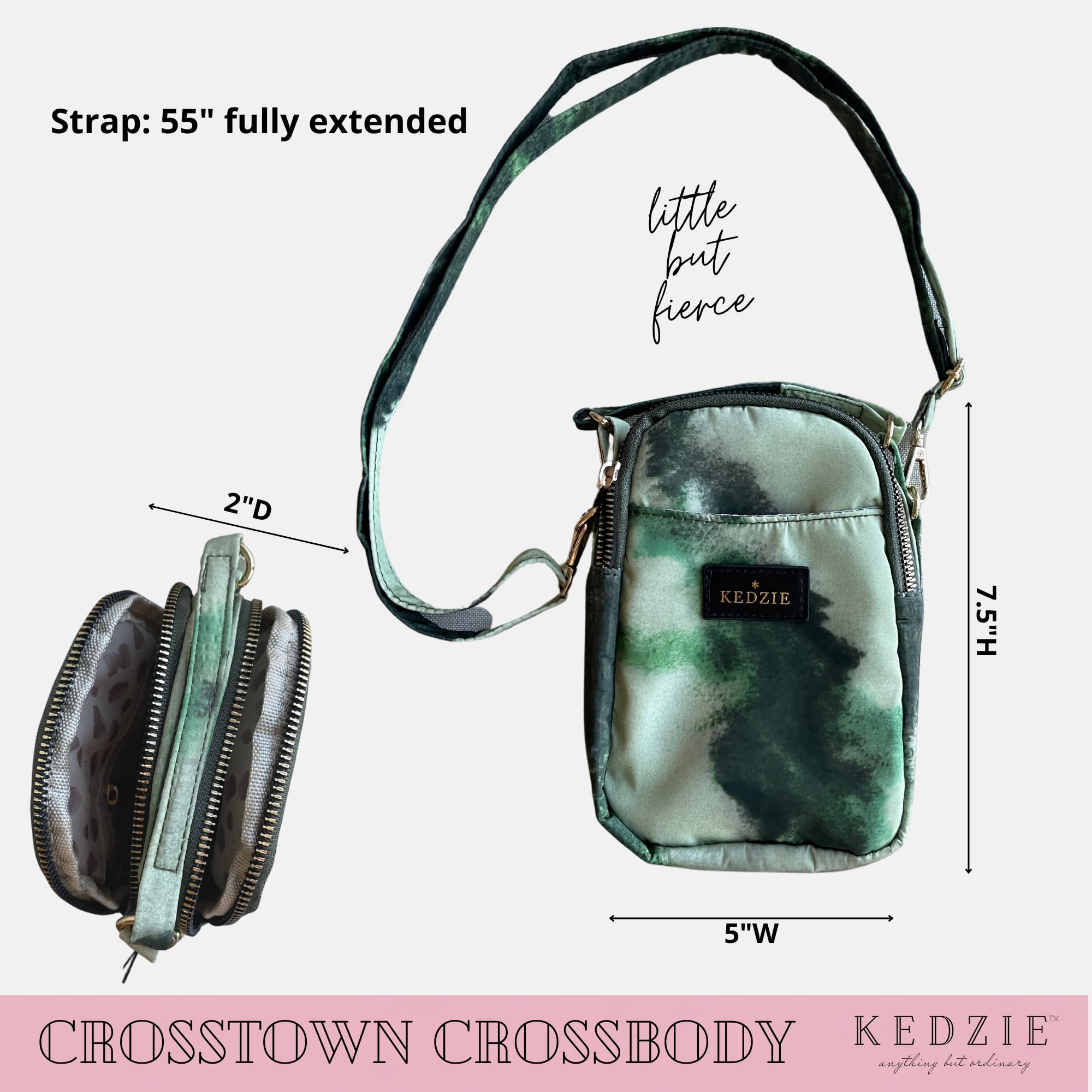 Kedzie Crosstown Small Crossbody Bag Cell Phone Purse, Gray (Women's)