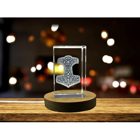 MJÖLNIR 3D Engraved Crystal Gift - Stunning Mythological Collectible