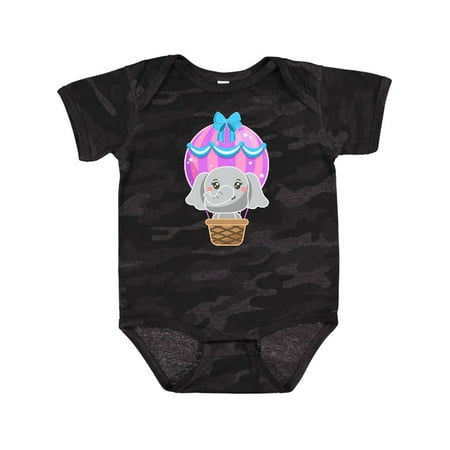 

Inktastic Cute Baby Elephant in a Pink Hot Air Balloon Gift Baby Boy or Baby Girl Bodysuit