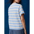 thumbnail image 6 of Niusricy Women's Classic Loose T-Shirts Ladies Casual Short Sleeve Shirts Crewneck Blouses Vintage Striped Print/Solid Color Tops Fashion Comfy Daily Clothes Streetwear Summer for Teen Girls, 6 of 6